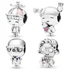 Sterling silver family human series boy girl Mr Mrs wise charm fit for pandora bracelet