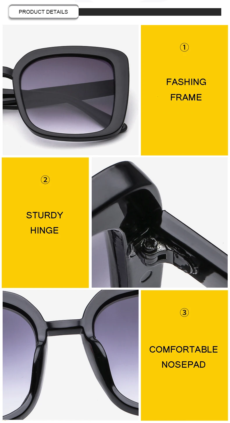 2019 Square Personality Versatile For Men Women Large Simple Sunglasses