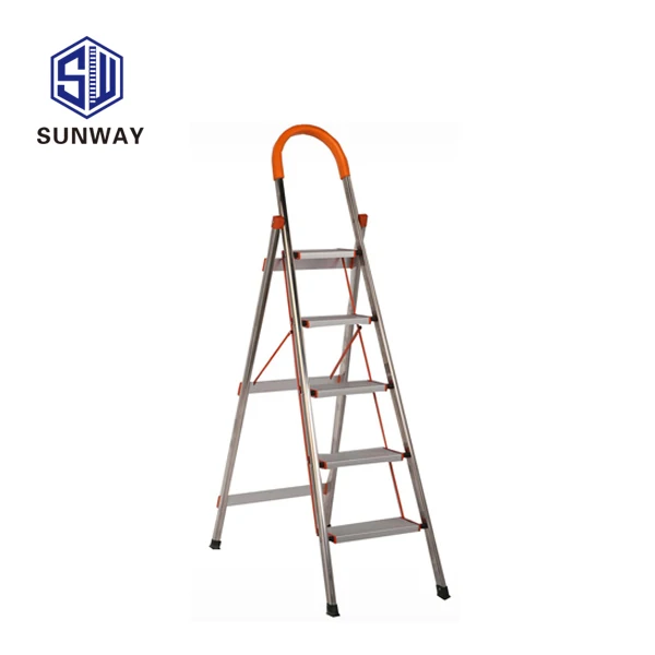 SW-HL105 D Type 5 Steps Home Fixing Use Folding Household Ladder With Handrail