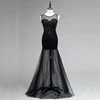 Black Tulle Rhinestone Illusion Neck High Quality Ladies Party Dress Custom Made Low Back Prom Dress