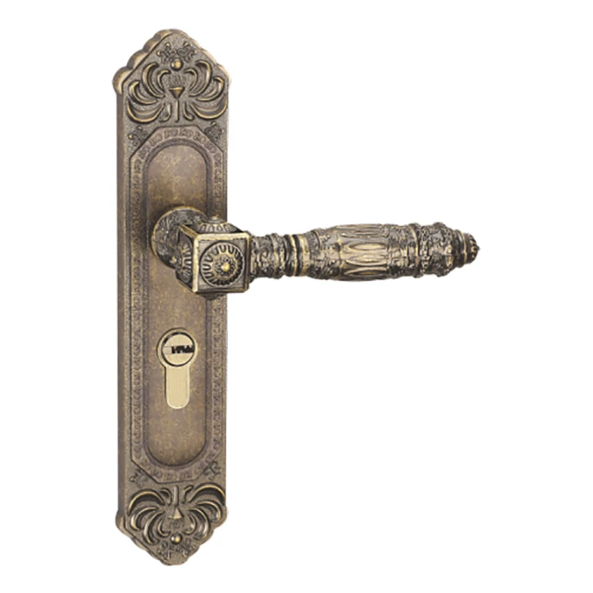 230mm Dim Antique Brass Zinc Alloy Decorative Panel Lever Handle ...