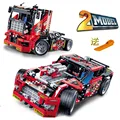 Free shipping 608pcs Race Truck Car 2 In 1 Transformable Model Building Block Sets Decool 3360