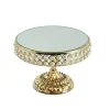 Gold pearl beads cake table mirror top centerpieces crystal wedding decorations cake stand
