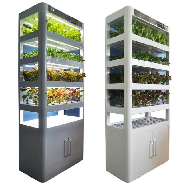 Smart low cost plant hydroponics vertical tower garden hydroponic grow systems  plant fish vegetable with LED grow  Light