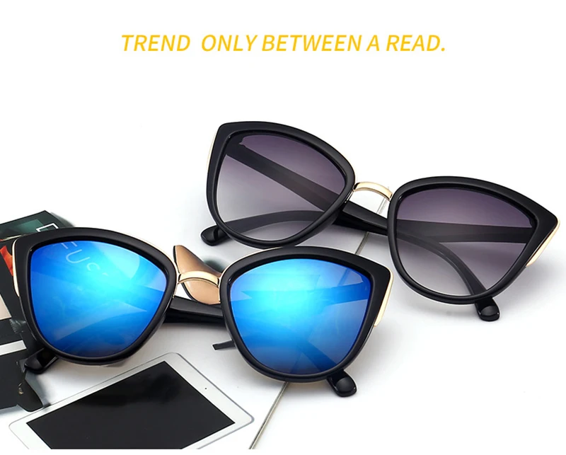 2019 New Arrivals Dazzle Colored UV400 Cat Eye Frame Women Sunglasses