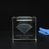 Brand Logo Laser Engraving Crystal Cube Block for Counter Display