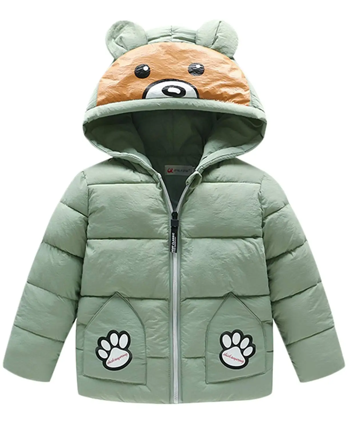 Tronet Kids Winter Raincoat Boys Girls Cartoon Dinosaur Hooded Zipper Coat Toddler Cute Outwear