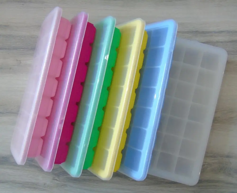 21 Cavities Silicone ice cube trays with lids ice mold silicone for cube ice