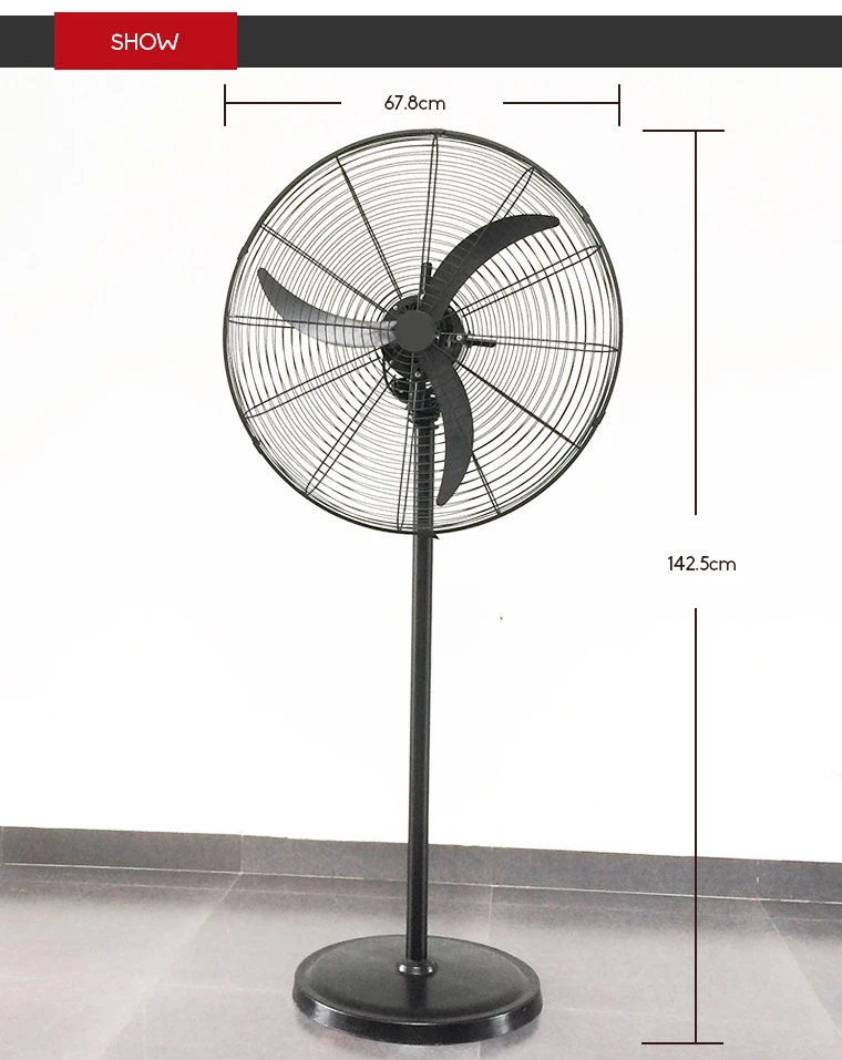 Strong Wind 26 Inch Industrial Fan Metal 26 Inch Industrial Stand Fan Iron Base 30 Inch