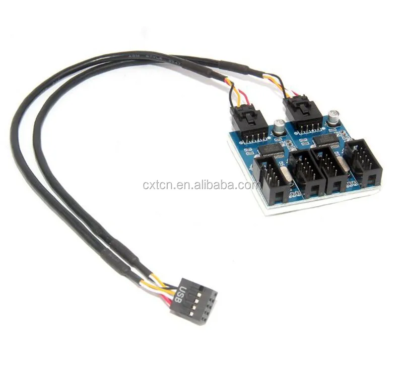9pin Usb Header Male 1 To 2 / 4 Female Extension Cable Card Desktop 9