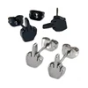 Fashion Korean Rock Stainless Steel Middle Finger Shape Piercing Earrings Stud Women And Men Personalized Earrings Jewelry