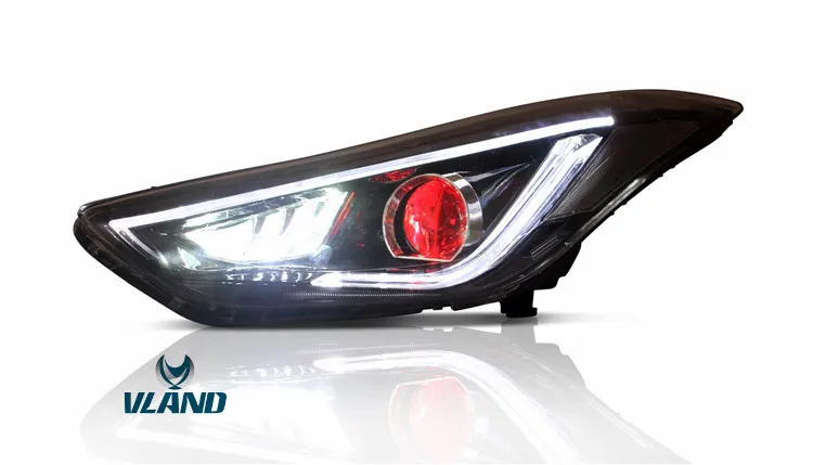 VLAND manufacturer for car head light for Elantra 2011-2013 LED head lamp moving signa for Elantra Xenon headlight Plug And Play
