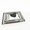 Eco-Friendly Korean style rectangle 24cm stainless steel serving tray silver restaurant pallet