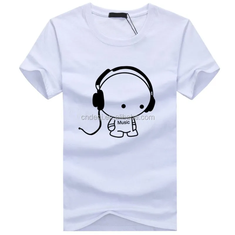 Men Latest Cute Cartoon &music Print Short-sleeved T-shirt Fashion ...
