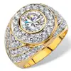 Geometric Cluster Ring 14k Gold-Plated Men's Wedding Band 925 Sterling Silver Ring