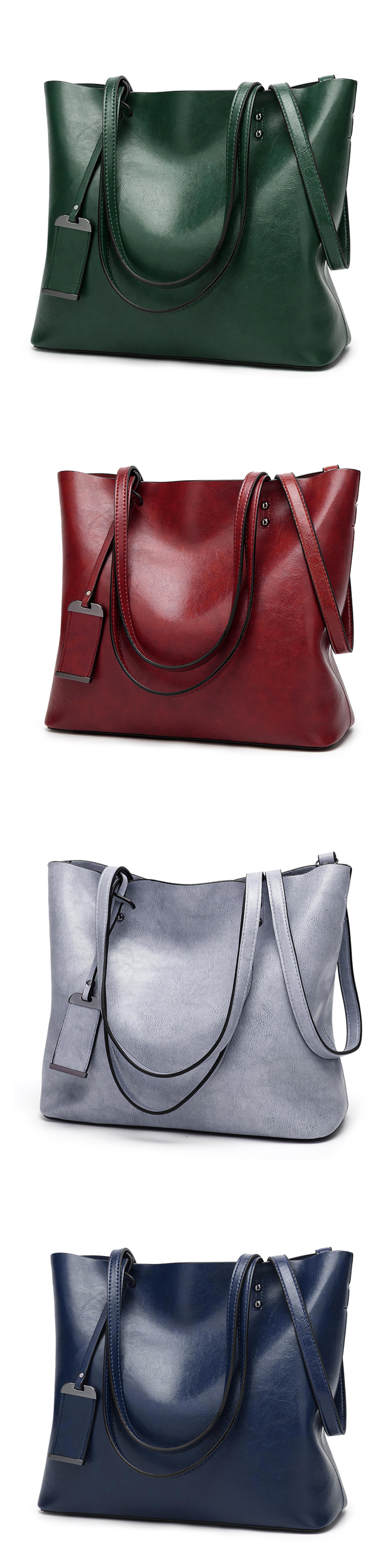 New Arrival Wholesale Ladies Solid Color Tote Bags Pu Leather Handbag