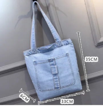 Osgoodway2 Casual Denim Fabric Tote Shoulder Shopping Bag Wholesale Women Handbags