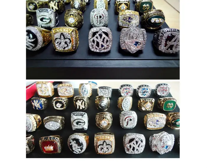 Black painting signet teamwork youth football champions rings
