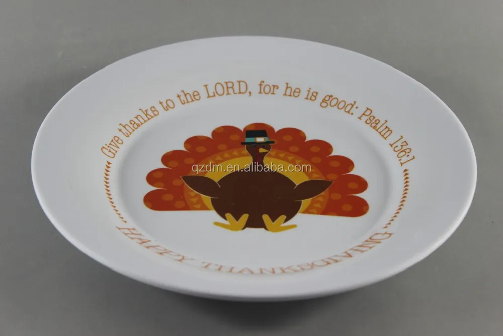 Turkey Printing Melamine Round Dish And Plate For Holiday