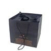 Special Design Custom Print Hot Stamping Logo Flower Packaging Ribbon Closure Black Gift Box with Paper Handbag