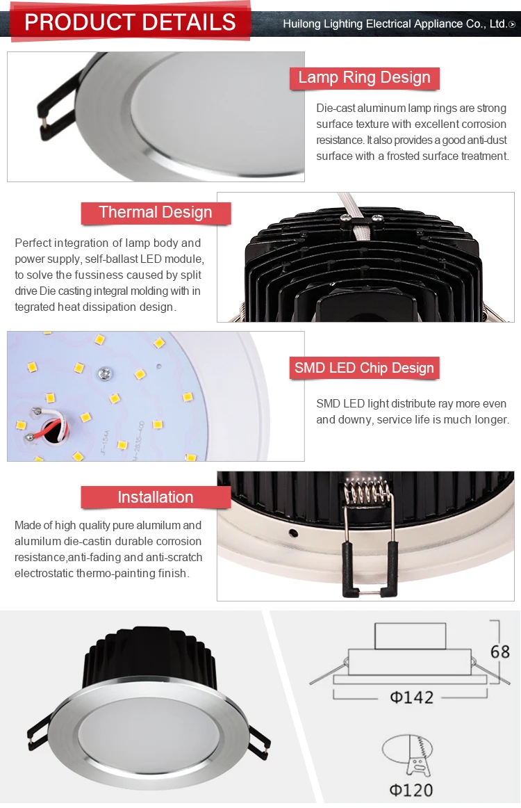 Downlight round super slim aluminum led part flat narrow beam frame ceiling dimmable surface mounted wholesale