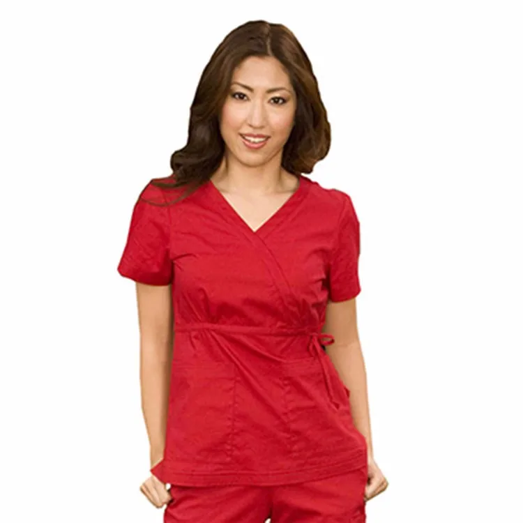 Download New Design Mock Wrap Solid Scrub Top,Medical Hospital ...