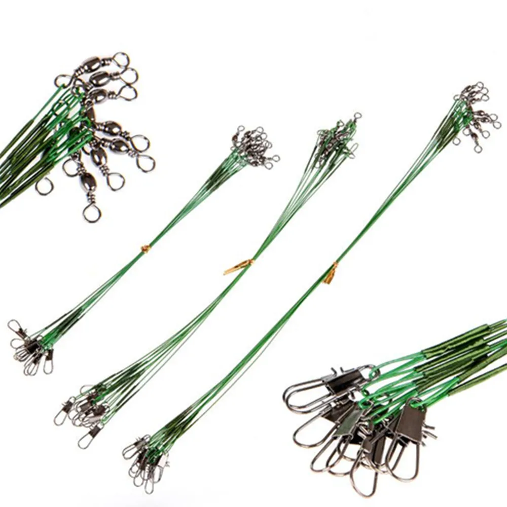 10pcs/set Steel Wire Leader With Swivel Fishing Accessory Connector ...