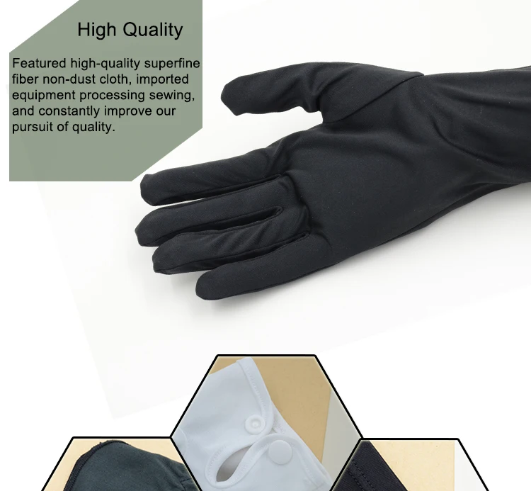 High Quality Dustproof Custom Size Microfiber Jewelry Polishing Gloves