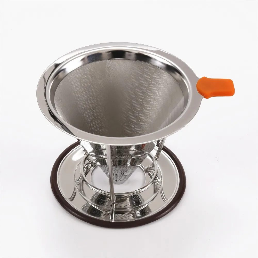 Fine Double Layers Stainless Steel Reusable Coffee Filter Basket Pour