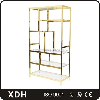 elegant metal gold stand for clothing store garment display cabinet