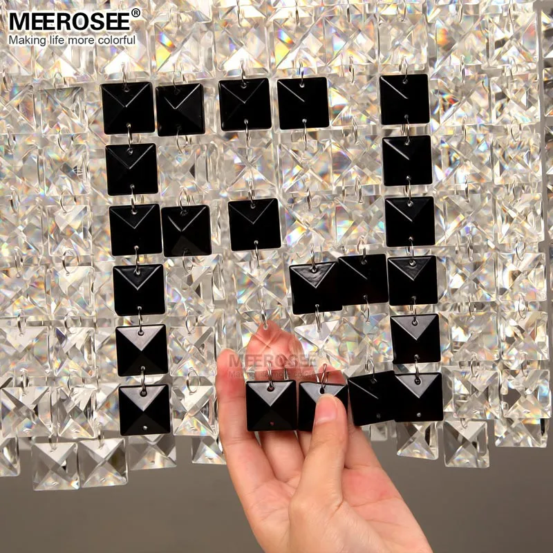 MEEROSEE Rectangular Crystal Pendant Light Chandelier MD81749