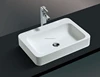 K-S1005 solid surface Vessel lavatory with right deck, with an overflow and decorative drain cover