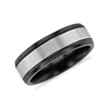 Simple black zirconium ring 8 MM two tone silver plated blank inlay finger wedding ring