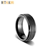 8mm Handle Brushed Two Grooved Black Polished Beveled Edges Tungsten Wedding Band Ring