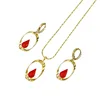 60617-guangzhou jewelry market fancy italian gold ruby stone jewelry set