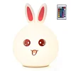 Remote Control & Tap Soft Silicone USB Rechargeable LED Multi Colored Light Rabbit Lamp