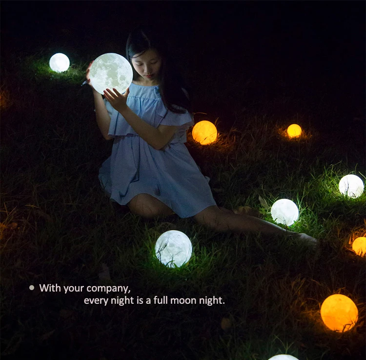 16 colors RGB Remote control romantic 3D print LED luminous full moon light decorative lamp night light