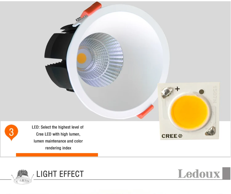 Aluminum Can Anti Glare Deep Baffle Recessed Spot Light Indoor Dimmable