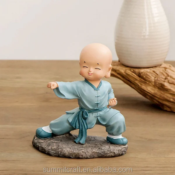 Shaolin Kung Fu Monk Set of 10 Figurines Chinese Resin Karate Asian meditation  