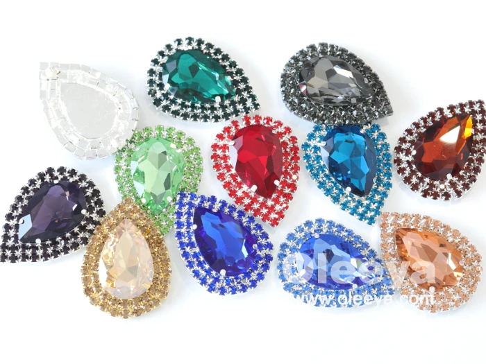 Wholesale Hight Quality Bling 6.5x14cm Rhinestones Crystal Stone Brooch Glass Bodice Rhinestone Appliques for Wedding Dresses