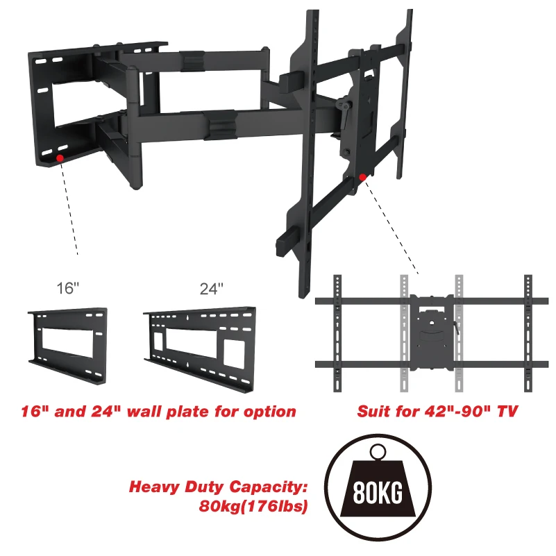Super Long Arm Tilt Lcd Tv Bracket Full Motion Tv Mount For 90 Inch Tv