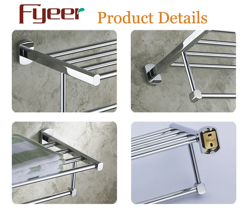 Fyeer Bathroom Accessory Chrome Plated Brass Bathroom Removable Towel
