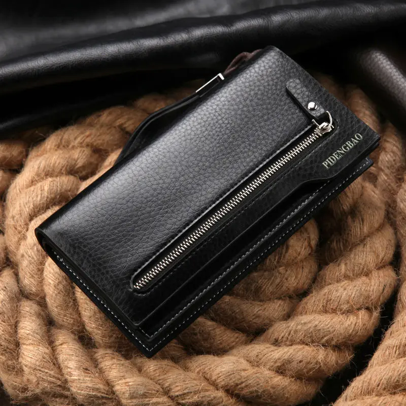 hot sales men s wallet fashion brand zipper leather purse card holder multifunctional business long man