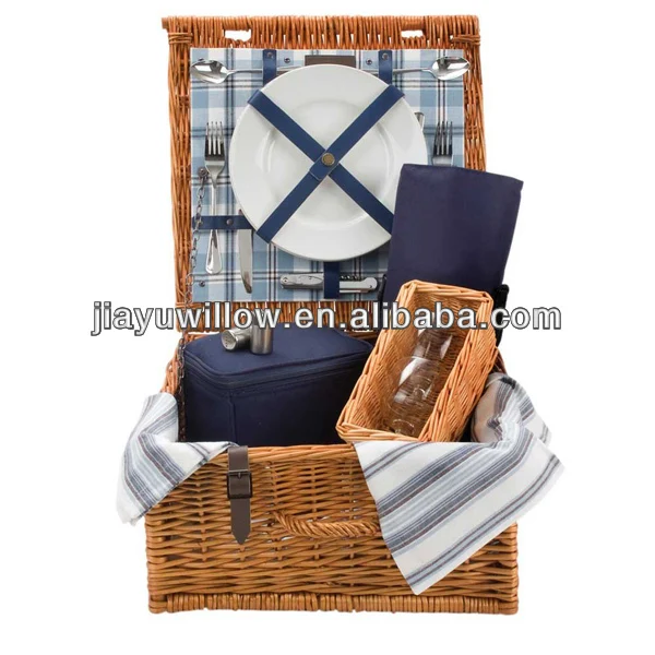 Portable Handmade Firm Wholesale Picnic Basket With Fabric