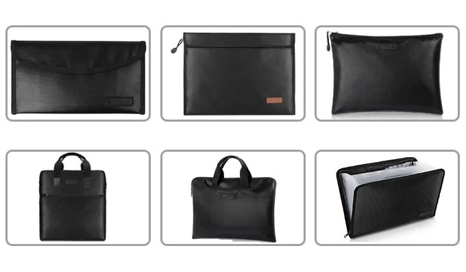 Non-Itchy Silicone Coated Portable Filing Wallet Pouch Expanding File Folder Fireproof and Waterproof Document Bag
