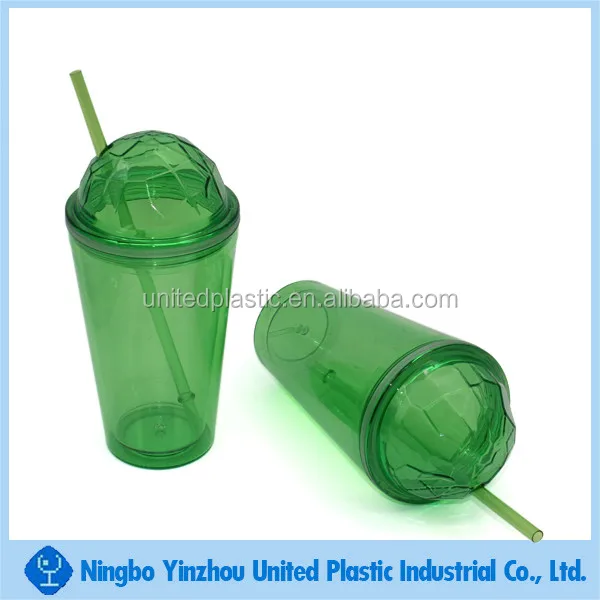 Red Double Wall Plastic Ice Cream Cup With Lid And Straw Buy Red