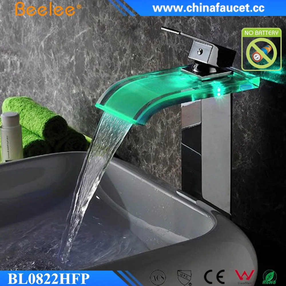 Beelee Bathroom Water Tap Led Glass Waterfall Wash Basin Mixer Tap Buy Basin Tap