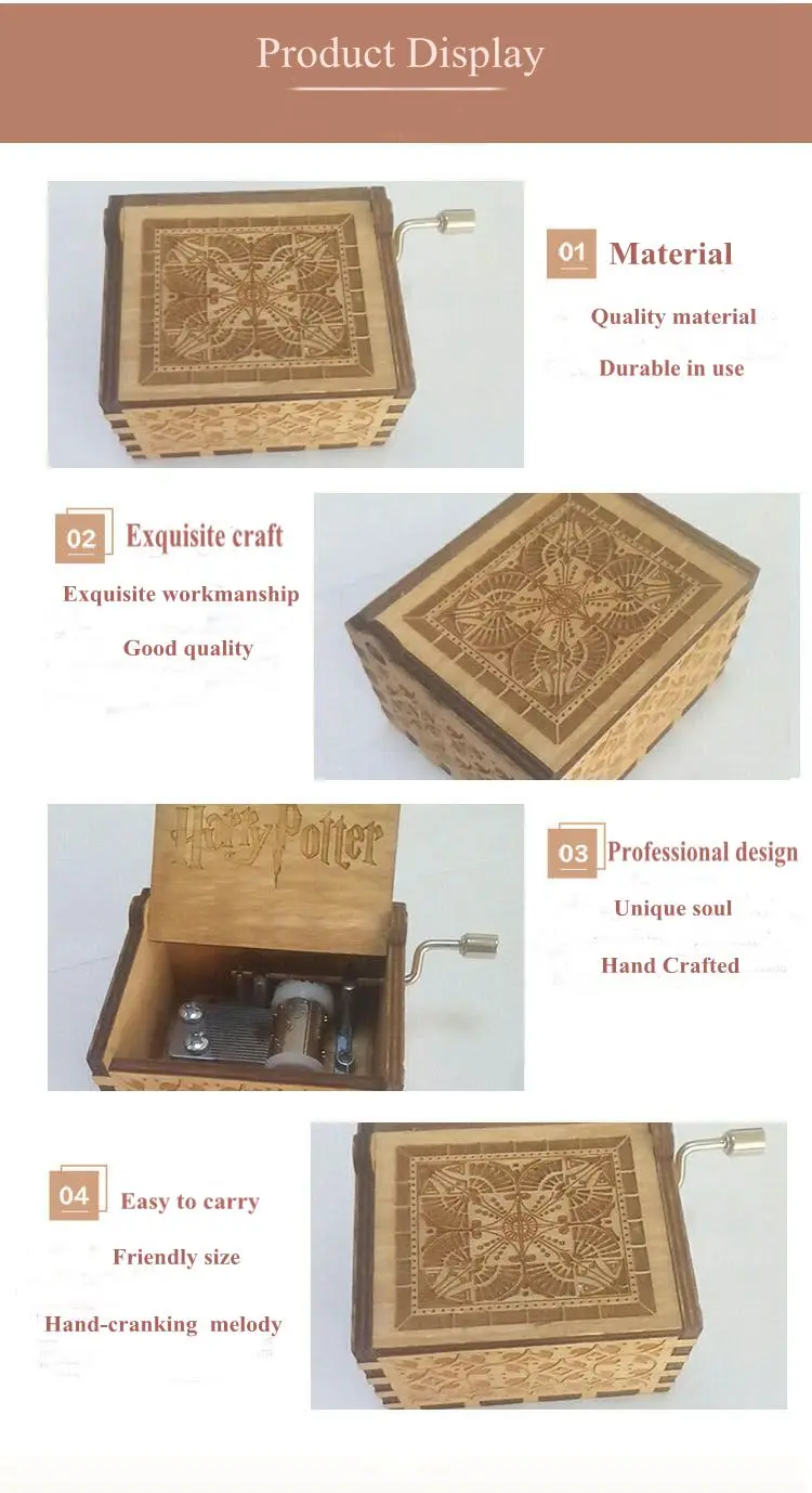 Hot Selling Harry Potter Theme Wooden Hand Crank Music Box Buy Harry Potter Wooden Music Box