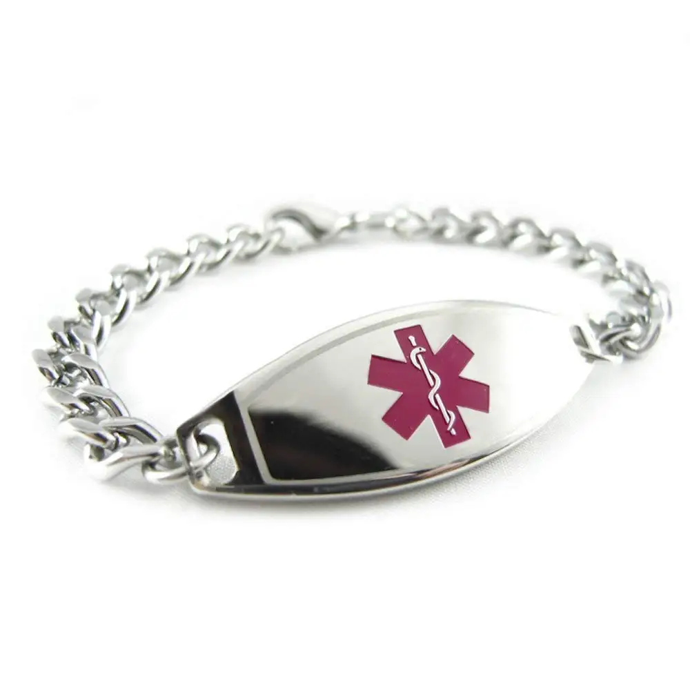 Pre-Engraved /& Customized Coumadin ID Bracelet My Identity Doctor Red Millefiori Glass Black