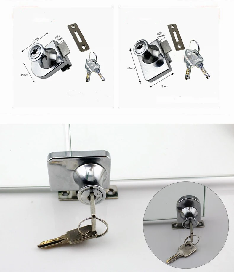 408 Zinc Alloy Furniture Showcase Single Swing Glass Door Lock